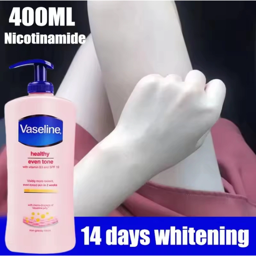 Formula baru yang ditingkatkan Vaseline lotion/krim pelembab tangan dan tubuh asli/vitamin B3 dan SPF10 niacinamide/memutihkan dan mencerahkan warna kulit/melembabkan dan kulit tidak berminyak