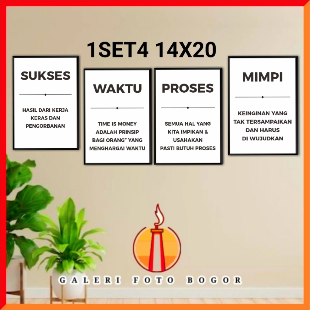 GP Hiasan Dinding Quotes 14x20 cm 1 Set 4 Bingkai Kayu – Wall dekor Dekorasi Kamar Motivasi & Edukasi Anak Muda KODE: MPI