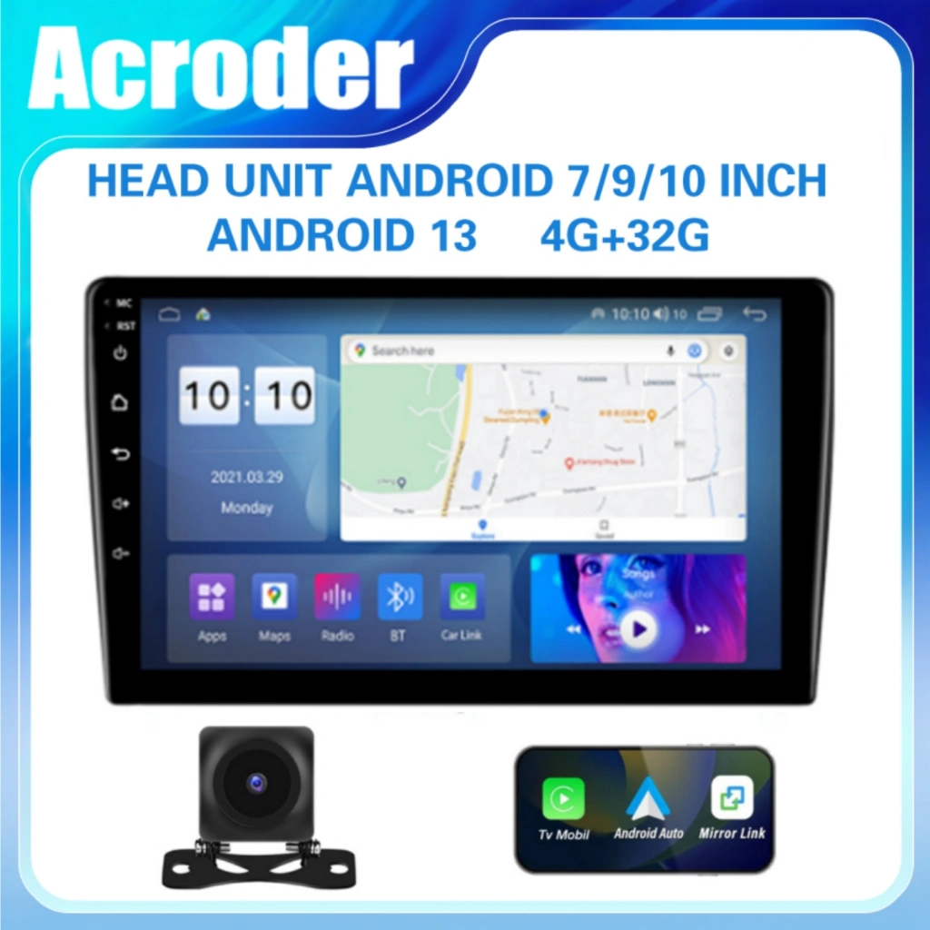 [cooling system] Acroder Head Unit Android 13 Double Din 4G+64G IPS Screen Navigasi WiFi GPS FM Bluetooth Split screen Steering wheel control Android auto Mirror Link