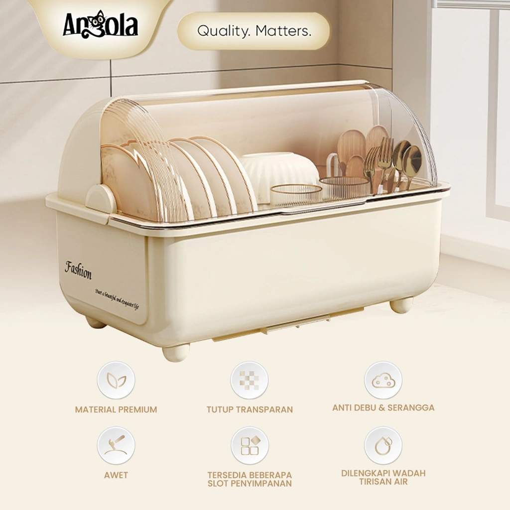 [SPESIAL] ANGOLA Rak Piring Plastik Full Tertutup C30 Rak Piring/Mangkok/Sendok/Garpu Rak dapur