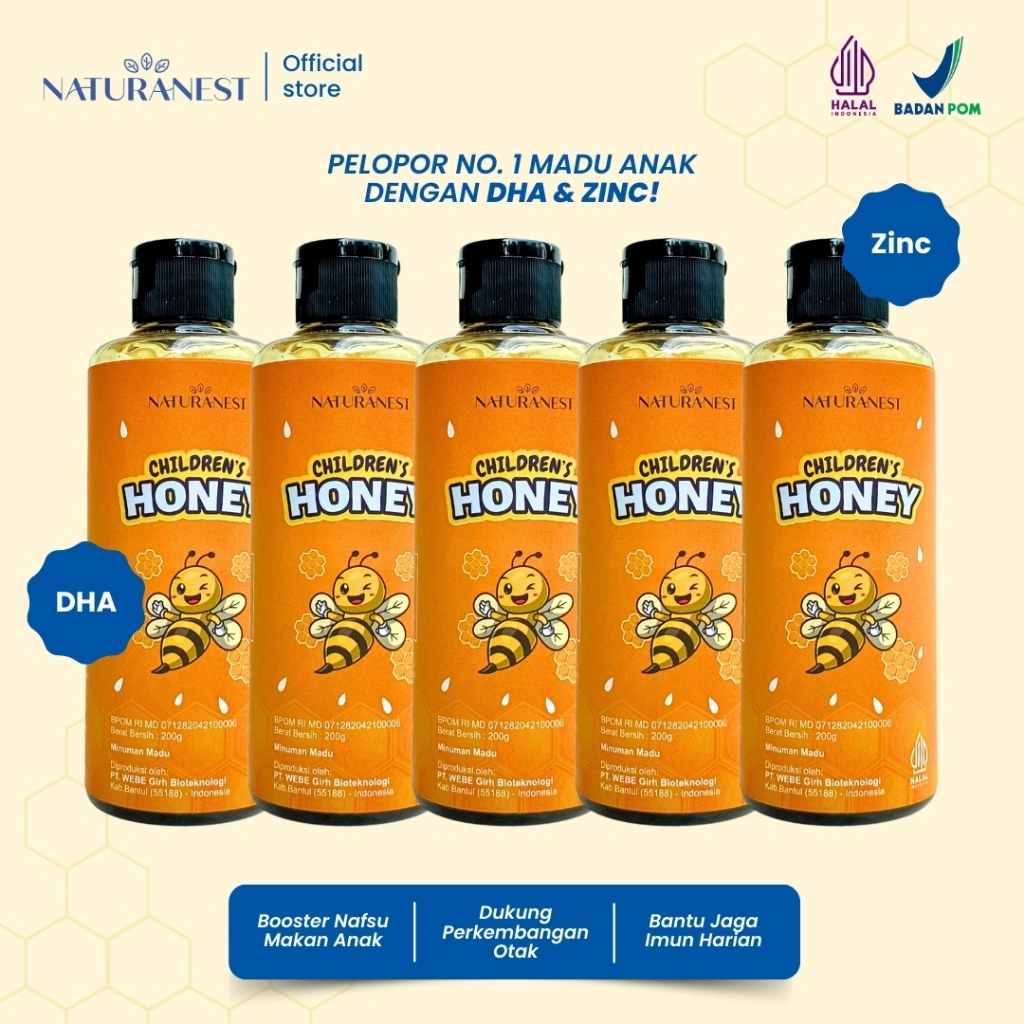 NATURANEST Children's Honey - Madu Multivitamin Anak Paket 5 Botol