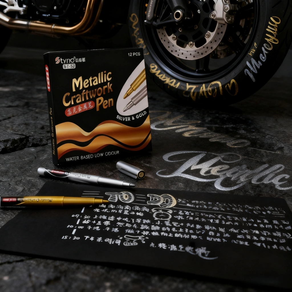 Spidol Metalik Emas/Perak - Marker Permanent Motor & Kaligrafi, Tinta Tahan Air dan Tahan Lama