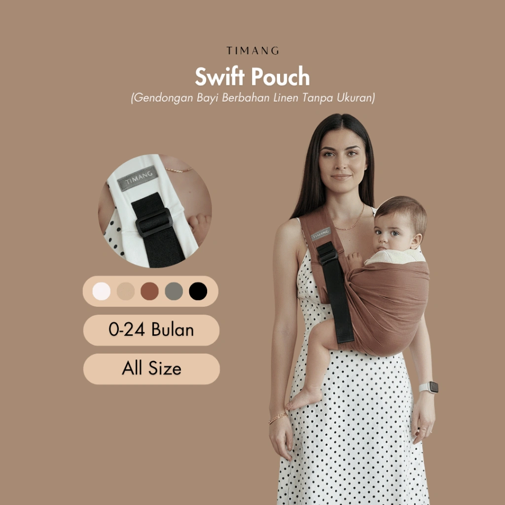 TIMANG - Gendongan Bayi M Shape Samping Instan - Swift Pouch Linen Digunakan dari Newborn–Toddler