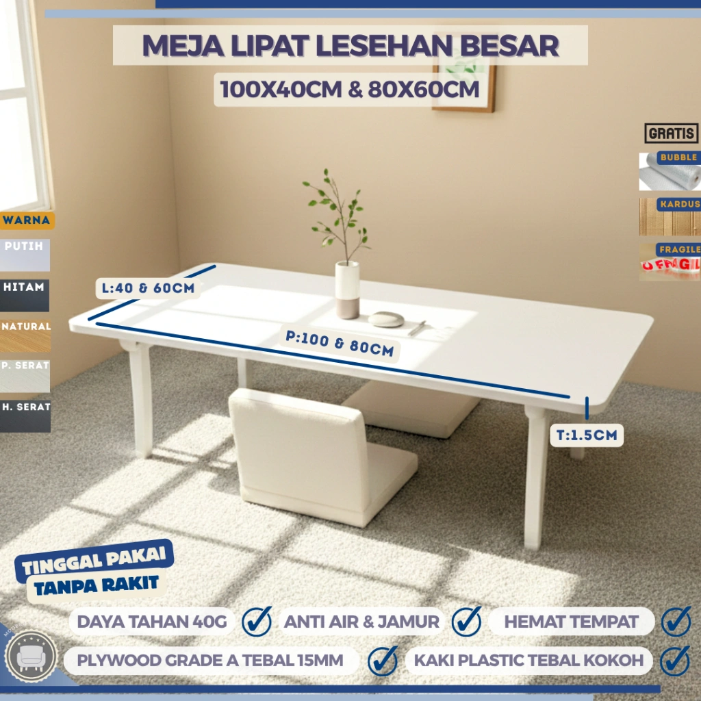 MEJA LIPAT LESEHAN BESAR UKURAN 100x40CM & 80x60CM  / MEJA RUANG TAMU / MEJA PORTABLE SERBAGUNA / MEJA KERJA / MEJA BELAJAR / MEJA MAKAN / MEJA MENGGAMBAR / MEJA ANAK / MEJA GAME / MEJA MENGAJI /  MEJA MEWARNAI / MEJA SETRIKA / MEJA JUALAN / MEJA KONTEN