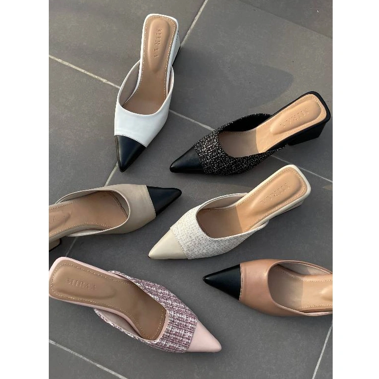 MIRAA - Laura Mules Heels Kantor Wanita / Block Heels 5cm / Sepatu Hak Tertutup