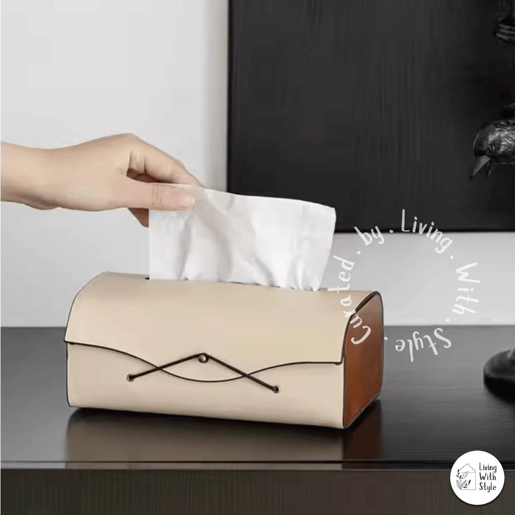 Living With Style - Luxe Premium Leather Tissue Box / Kotak Tempat Tisu Kulit Mewah Simple Minimalist Cantik