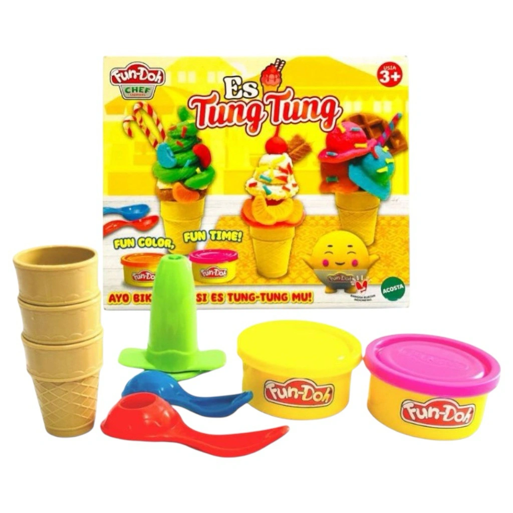 Fundoh Es Krim Tung-Tung Lilin Mainan Edukasi Anak Plastisin Aman Cetakan Pembuatan Ice Cream Cone Clay Toy
