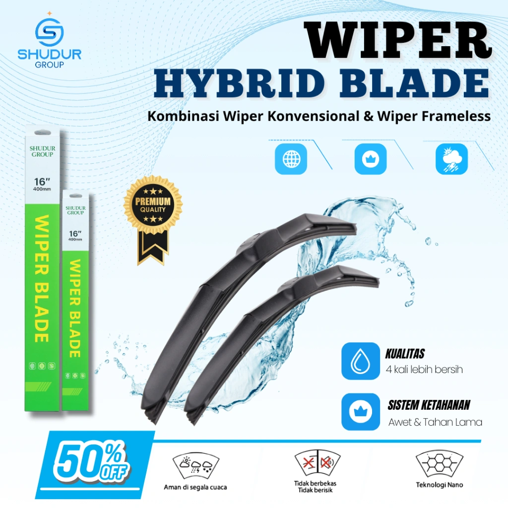 Wiper Hybrid Blade Universal Mobil Sepasang Kiri dan Kanan Wiper Shudur Group