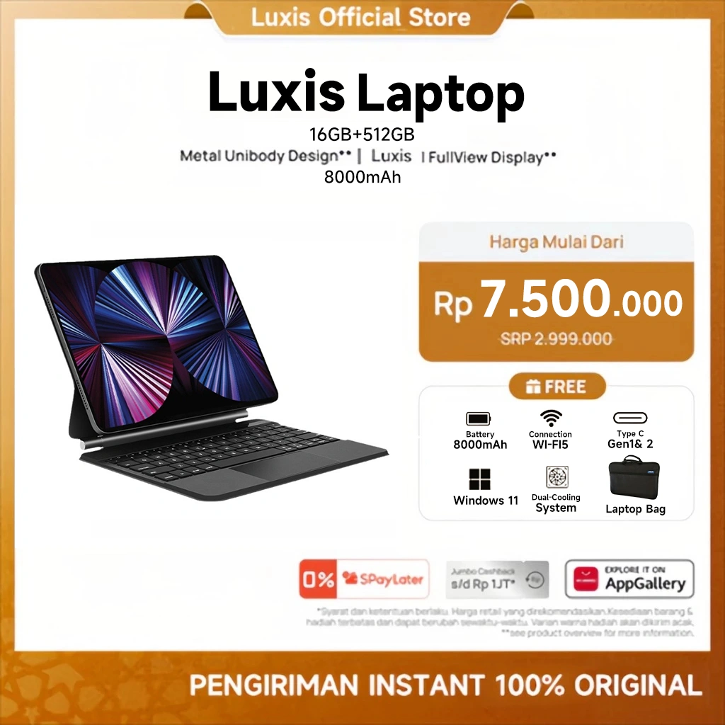 【BEST DEALS】 Luxis Laptop TBook Intel Celeron N4020Intel N4020 16GB/512GB Upgradable11.6" HD WIFI5+5G Free Windows 11- Garansi Resmi 1 Tahun