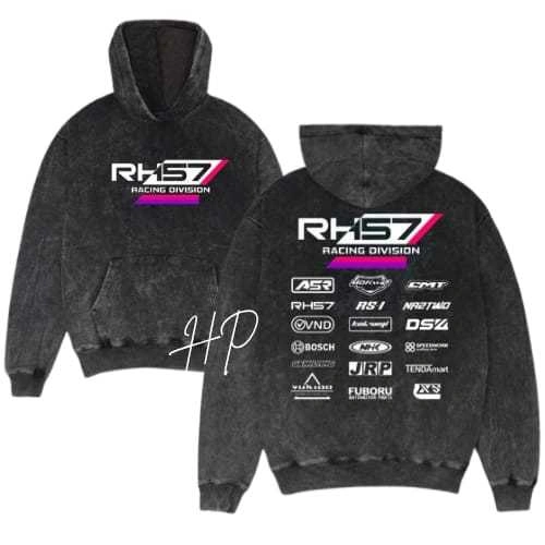 RH57 Washed Sweater Hoodie Anak Motor Black Sandwash - Jumper Sandwosh - Jaket Motor Racing - Hoodie Unisex Skena -Sweater Pria Wanita -Pullover Oblong Unisex Distro Populer