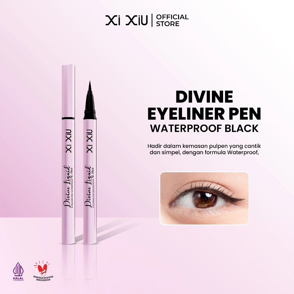 Xi XiU DIVINE LIQUID EYELINER PEN WATERPROOF BLACK | Liquid Eyeliner Waterproof Tahan Lama Smudgeproof Intense Black | 1ml
