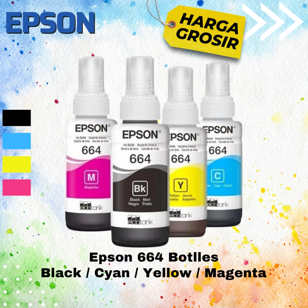 Tinta Epson 664 BCYM Ink Original L121 L100 L110 L120 L200 L210