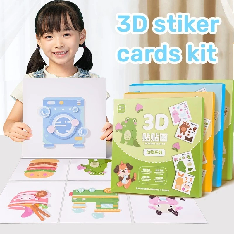 3D Stiker Cards Kit DIY Tempel Puzzle Menempel Edukatif Sticker Mainan Edukasi Lucu Kartun Aksesoris Kerajinan Tangan Anak Sekolah Pelajar Imut Kartu Jigsaw  ST0197