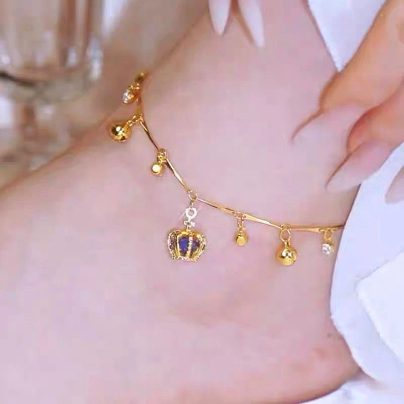 GK26 - Gelang Kaki Crown Silver Gold Titanium Anti Karat Aksesoris Wanita Premium Elegant