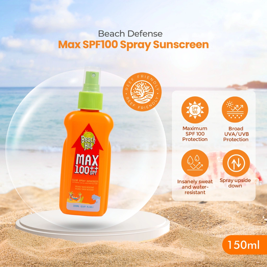 Beach Hut Sunblock MAX SPF 100++ Clear Spray Body Sunscreen 150ml