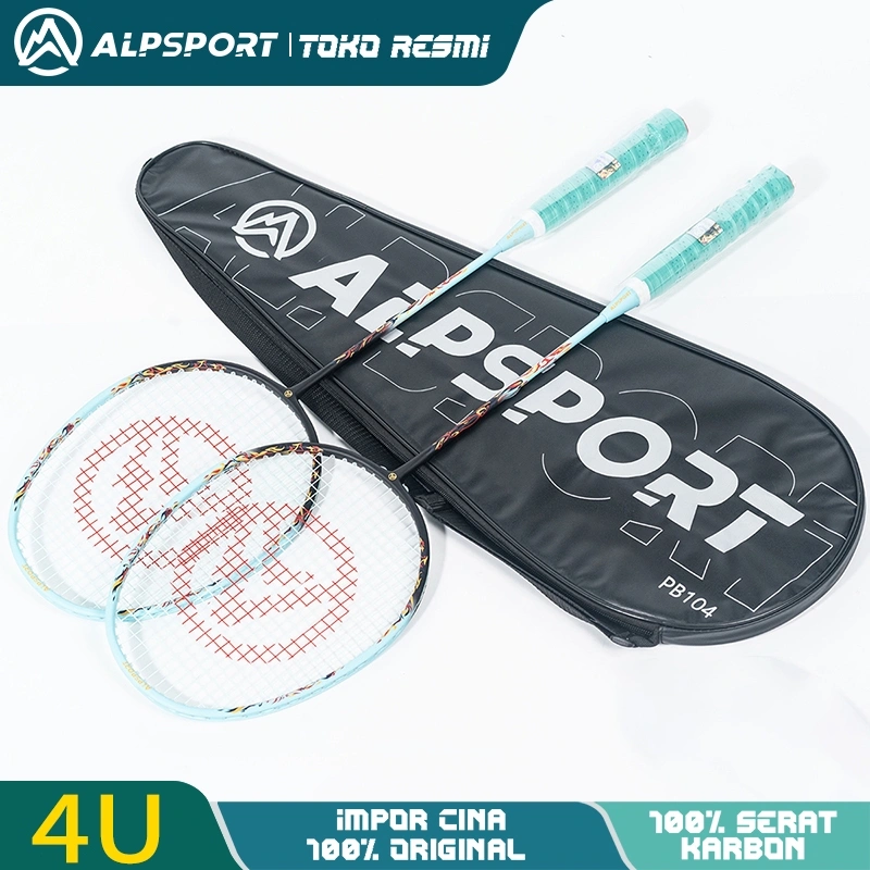 ALPSPORT LY 2Pcs+Tas Flames Raket Bulutangkis 4U 22LBS G5 Hitam Desain Asli Serat Karbon Strung Badminton Racket ALP LY Profesional Ofensif untuk Pelajar dan Remaja Peralatan Olahraga Luar Ruangan