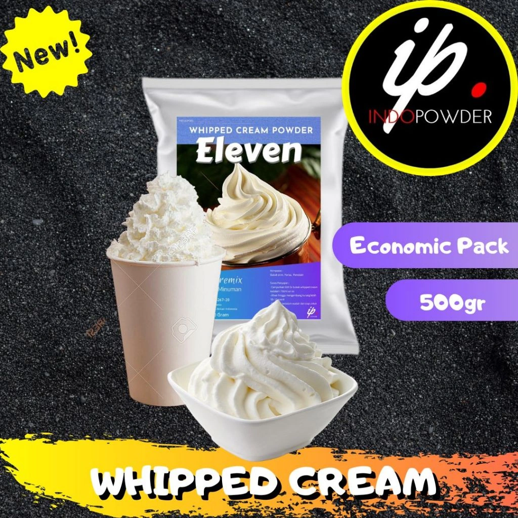 Indopowder - Bubuk WHIPPED CREAM - WHIPED CREAM 500gr untuk Topping Minuman Cafe, Waralaba dan Resto