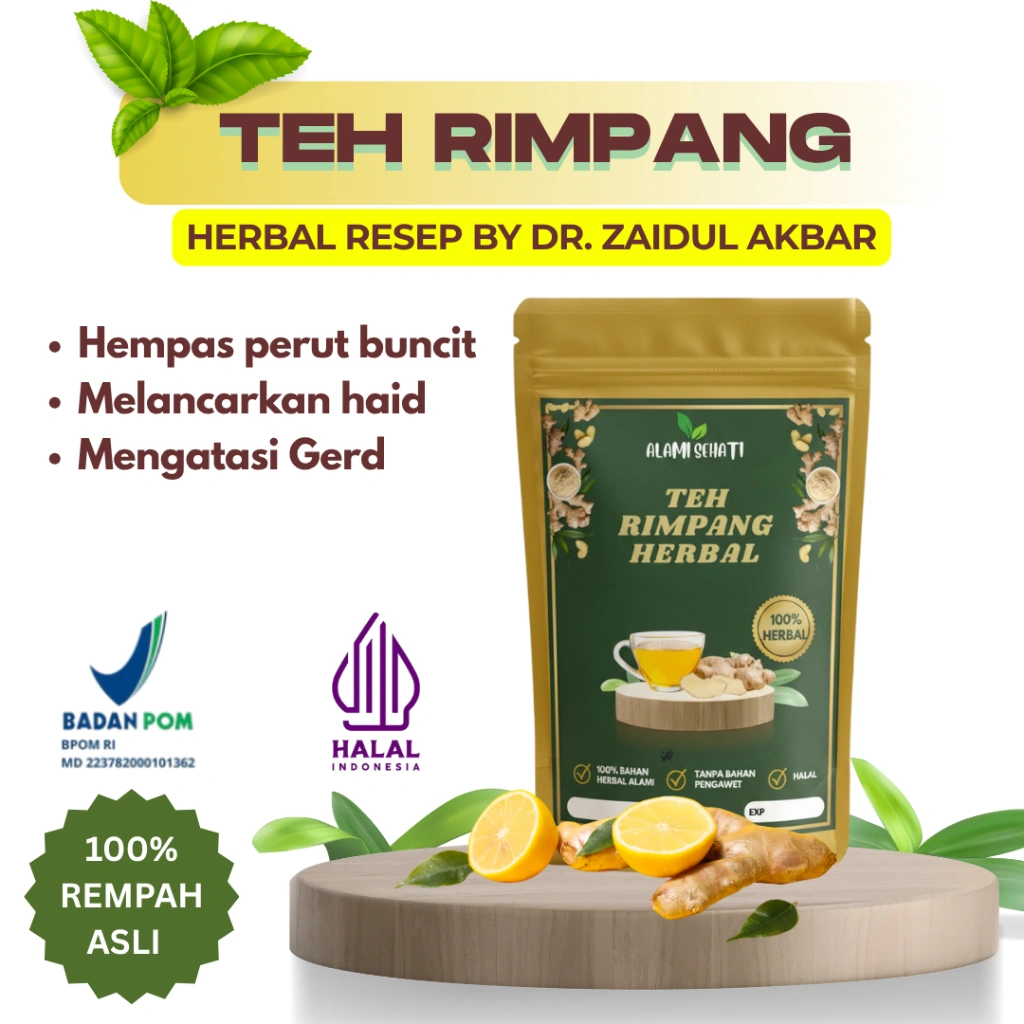 TEH HERBAL RIMPANG HERBAL IMUNBOOSTER DETOX ALA JSR TEH CELUP BANTU DIET RESEP DR. ZAIDUL AKBAR Teh Rimpang JSR - Minuman Instan Herbal Rempah Jahe Kunyit Lengkuas Sereh - BPOM & HALAL MUI