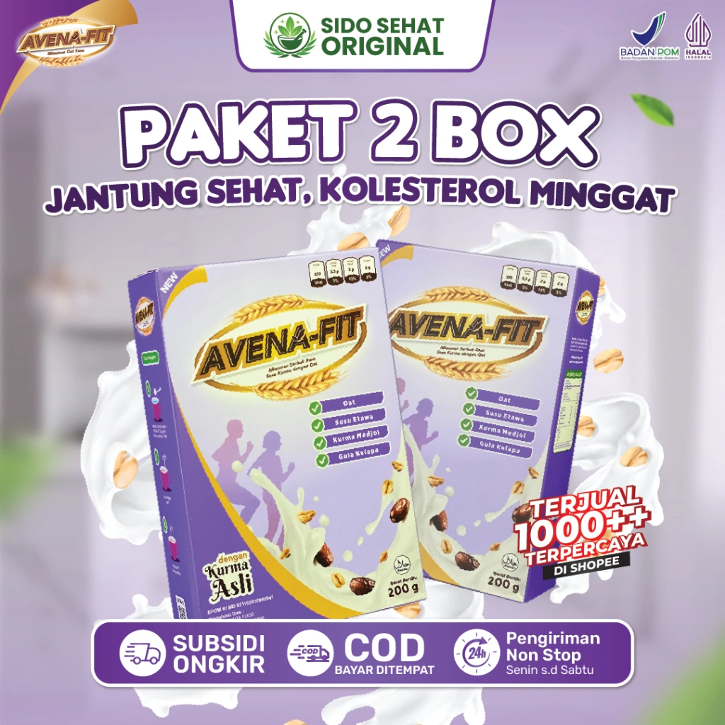Paket 2 Box Avenafit Asli Oat Susu Kurma Solusi Tepat Menurunkan Kolesterol Tinggi & Kesehatan Jantung Halal Bpom Tanpa Efek Samping