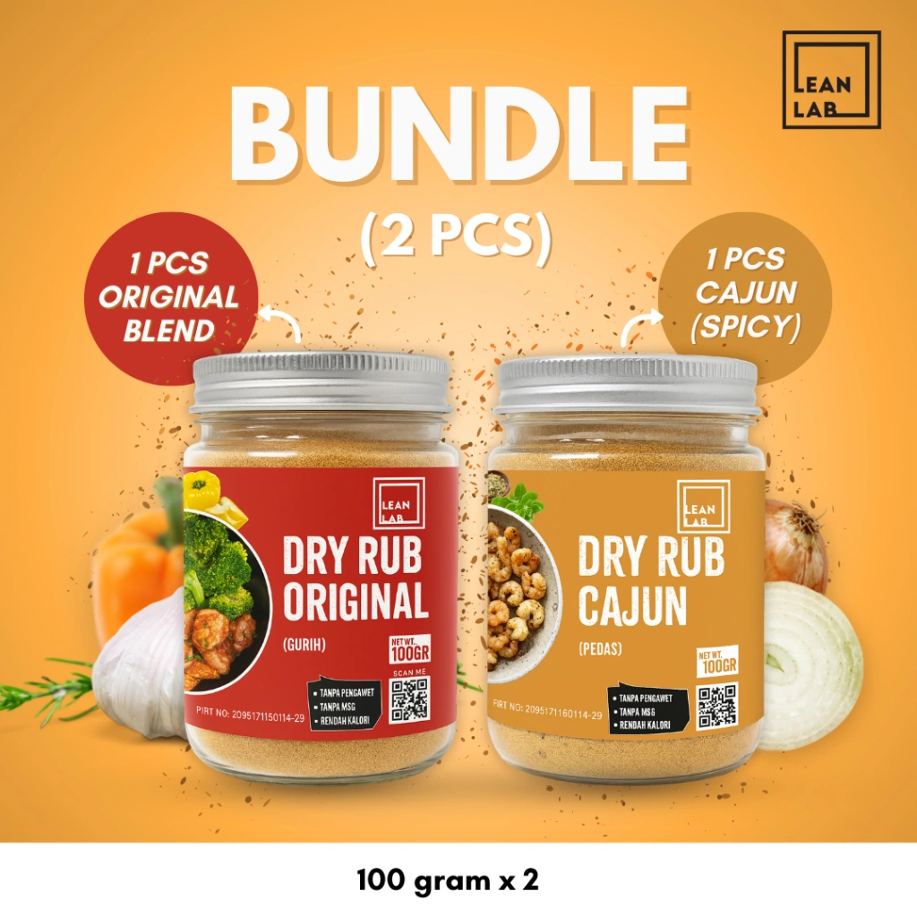 Bumbu Masak Dry Rub Marinasi Rendah Kalori Leanlab Bundle 100g x2 (Original/Cajun/Teriyaki)