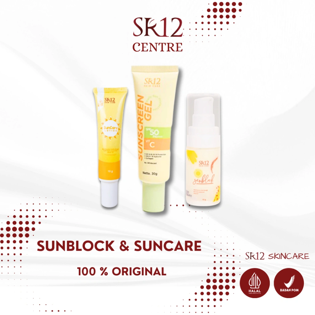 SR12 Sunblock dan Suncare Lotion SPF 30++ UVA UVB Sunscreen Melindungi Kulit dari Sinar Matahari
