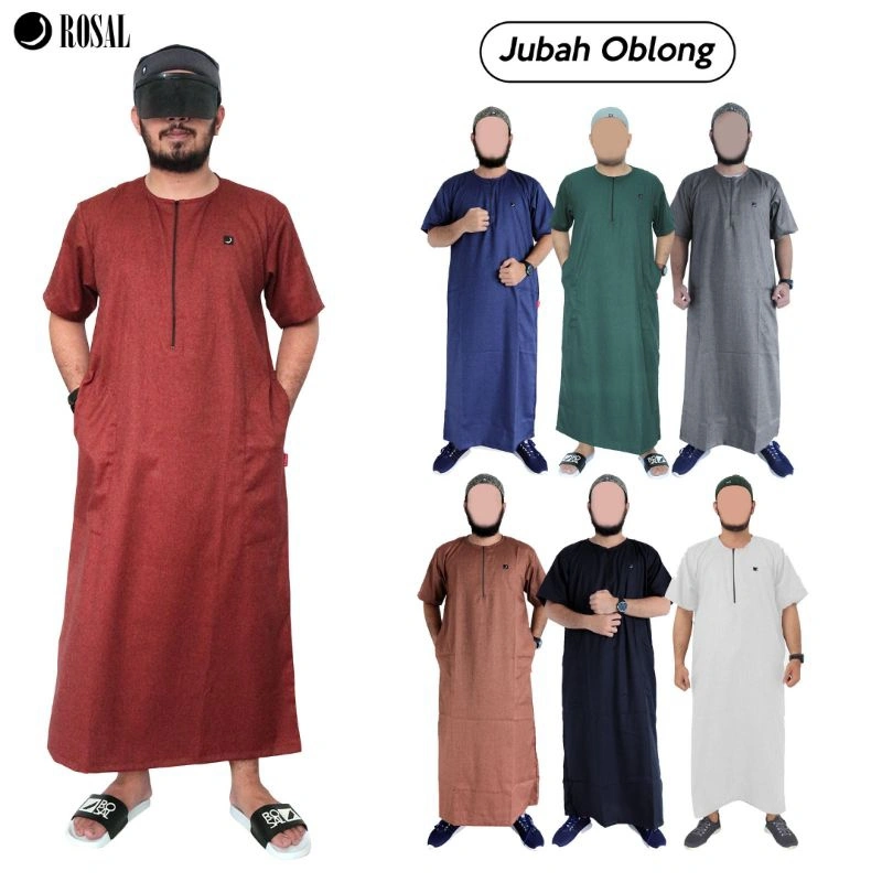 Jubah Oblong ROSAL Pria Dewasa Lengan Pendek Ukuran S M L XL 2XL 3XL