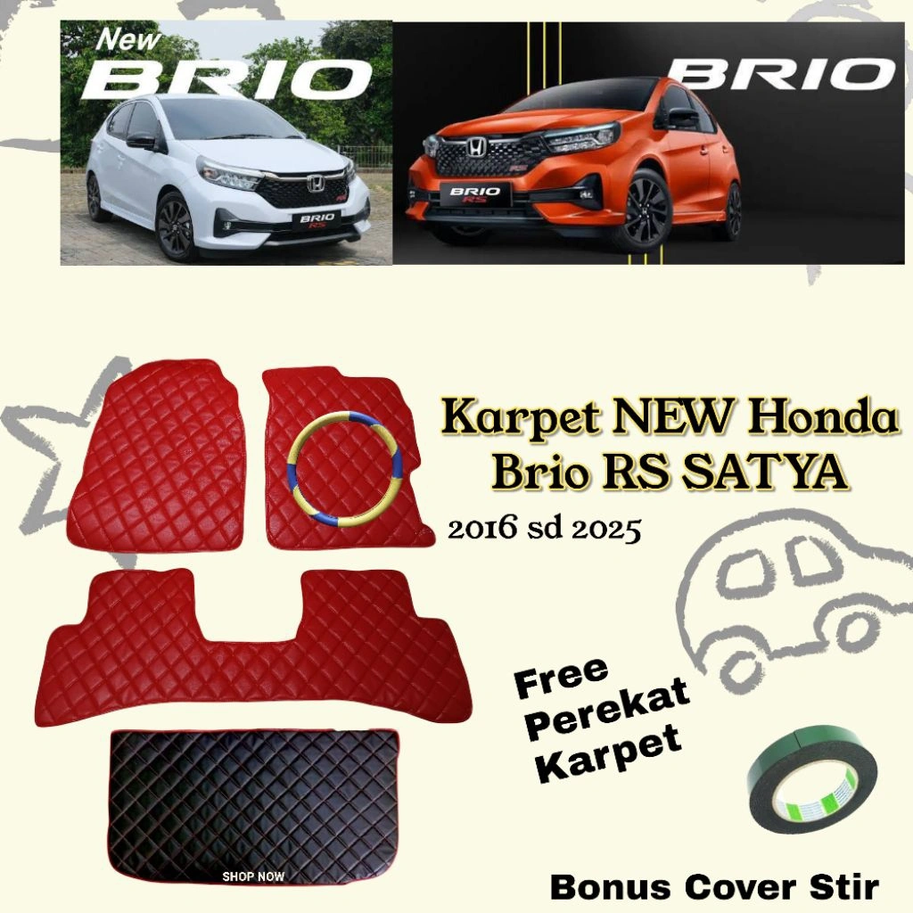 Karpet Alas Lantai Mobil New Honda Brio RS SATYA aksesoris pelindung lantai bahan premium motif