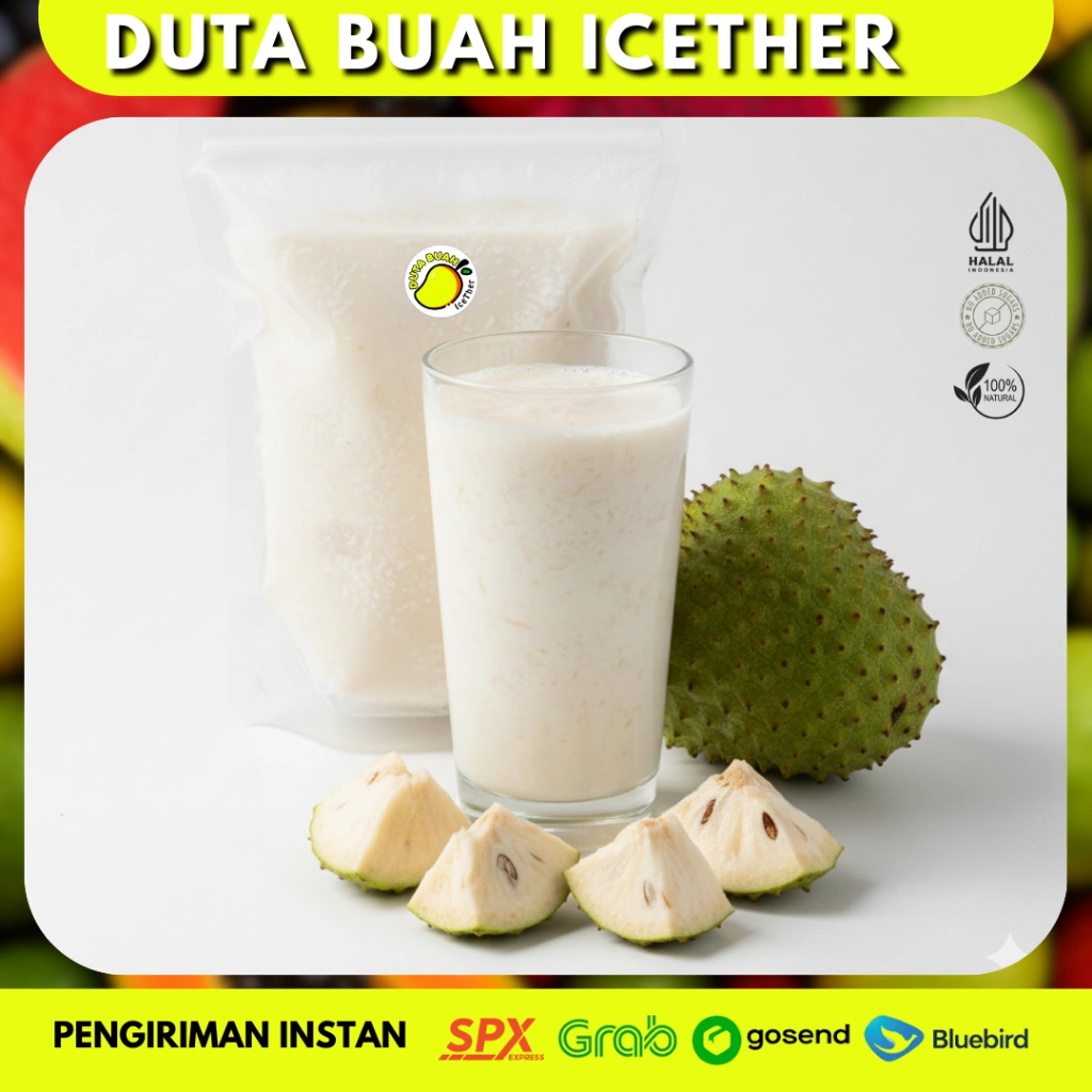Sirsak Frozen | Daging Sirsak Fruit tanpa biji 1kg – Buah Beku Segar Siap Konsumsi untuk Smoothie & Topping | Duta Buah Icether Bandung