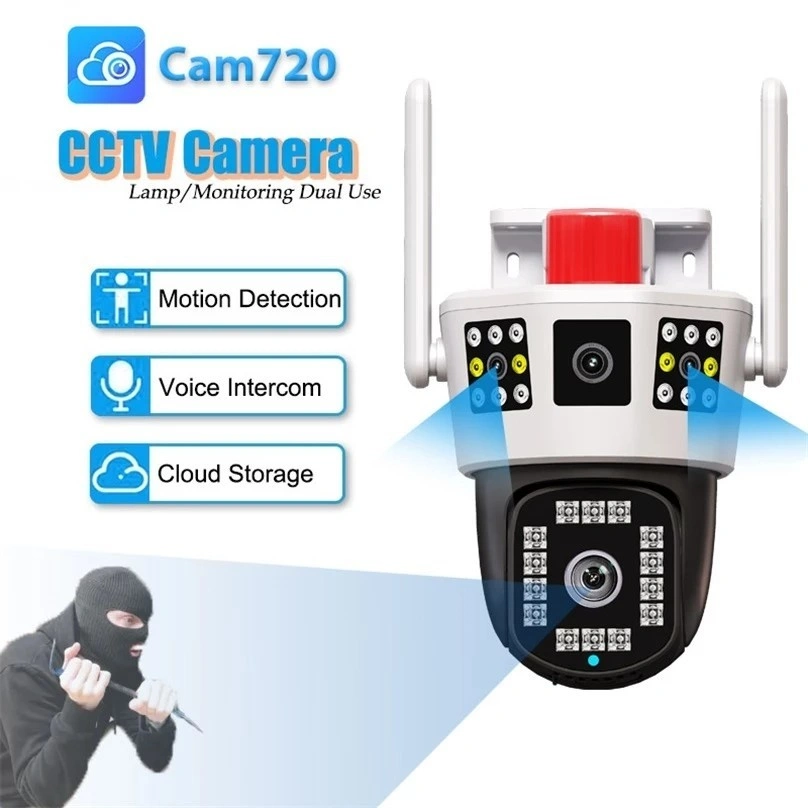 Three CCTV WiFi Outdoor Cam720 8MP+8MP+8MP 360° PTZ IP Camera WIFI IP66 Outdoor Kamera CCTV Waterproof HP