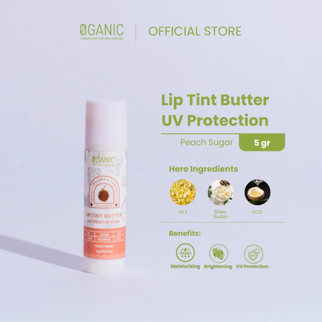 Oganic Lip Tint Butter UV Protection  Peach Sugar 5gr