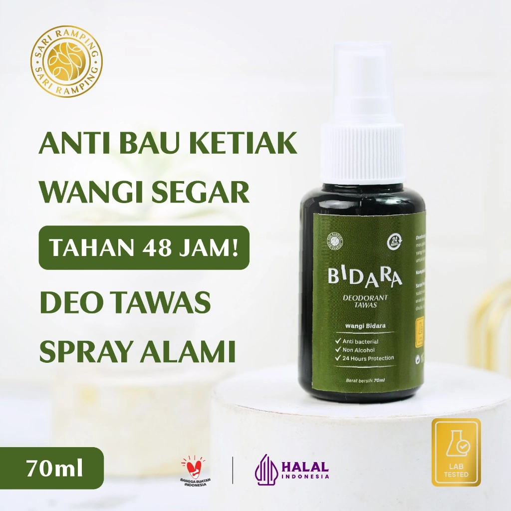 DEODORANT TAWAS BIDARA / TAWAS SPRAY 70ML / DEODORANT SPRAY AROMA / DEODORANT SPRAY TAWAS CAIR / DEODORANT SPRAY TAWAS MENCERAHKAN KETIAK /  DEODORANT SPRAY TAWAS BPOM / TAWAS SPRAY DARI BUMI / TAWAS SPRAY BEORGANIK / NUTRIFARM