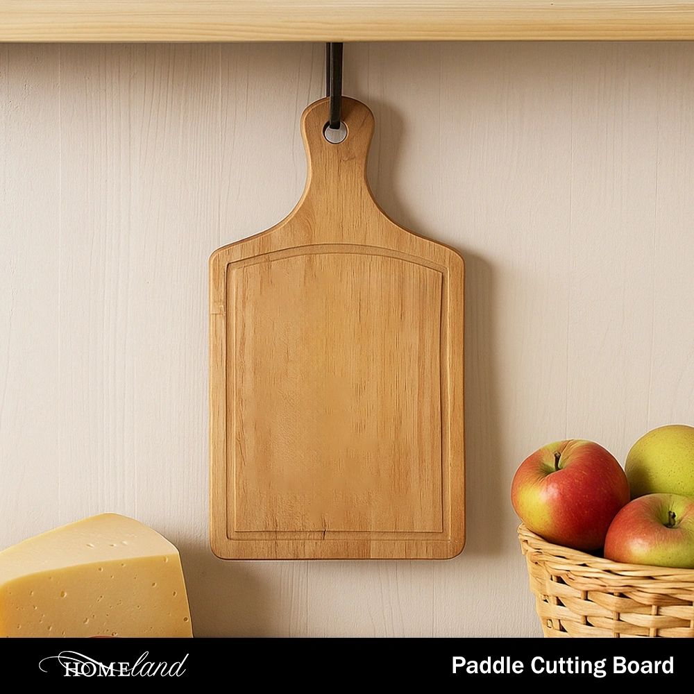 HOMELAND Rube Paddle Talenan Kayu Solid 43x22cm Serving Board Kayu Karet Premium