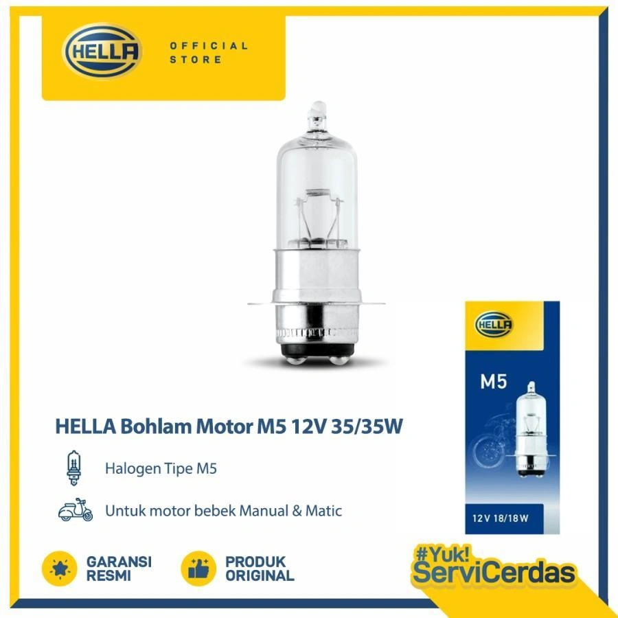 HELLA Bohlam Motor M5 12V 35/35W P15d-25-3 - Bohlam Motor / Lampu Motor