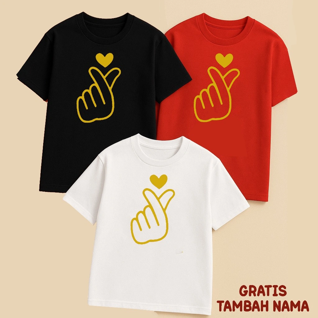 MYSTIQUE.ID - BAJU KAOS KELUARGA GAMBAR TANGAN HATI CINTA BISA TAMBAH NAMA LUCU UNTUK DEWASA ANAK