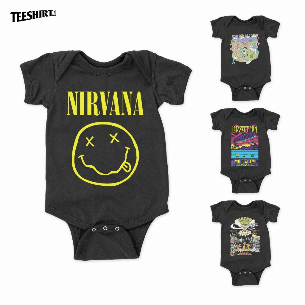 Jumper Bayi Motif Band The Beatles Abbey Road Nirvana Smile Premium Onesie 0-12 Month Jumpsuit