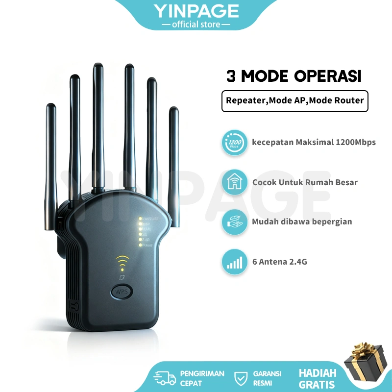 Wireless Router 1200Mbps Wifi Extender Booster Tanpa kabel Wifi Repeater Jarak Jauh 2.4G/5G Signal Booster Range Extender Internet Booster