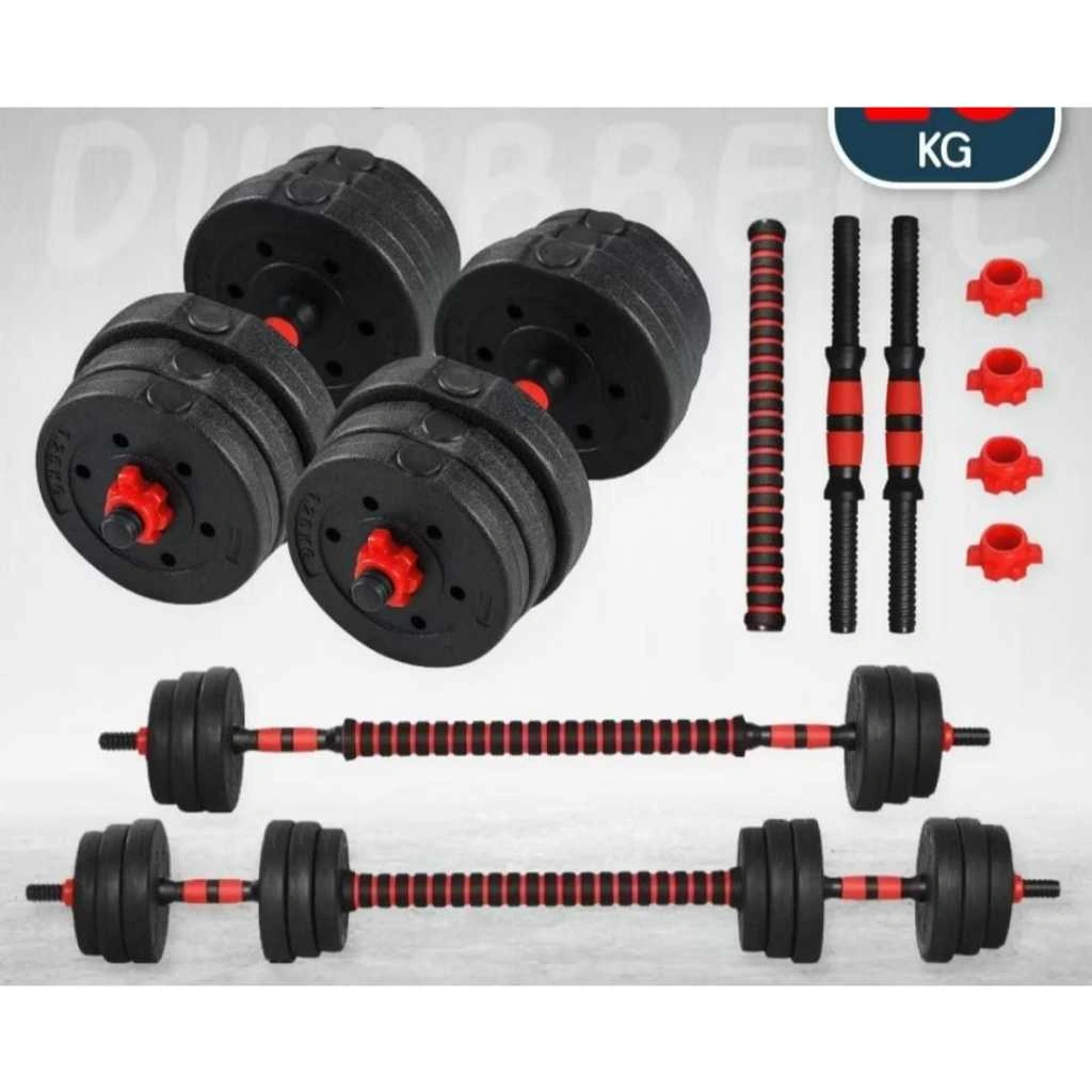 Set  lengkap dan tidak lengkap Dumbell Barbel PVC Kettlebel  Alat Gym Fitness Anti Slip