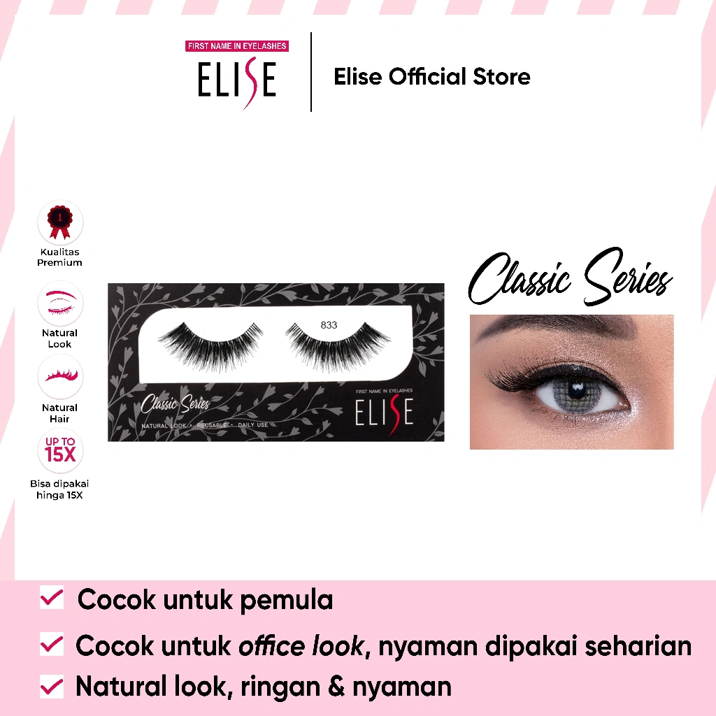 Bulu Mata Elise - Classic 833 - Bulu Mata Natural/Daily Look/Cocok untuk Pemula