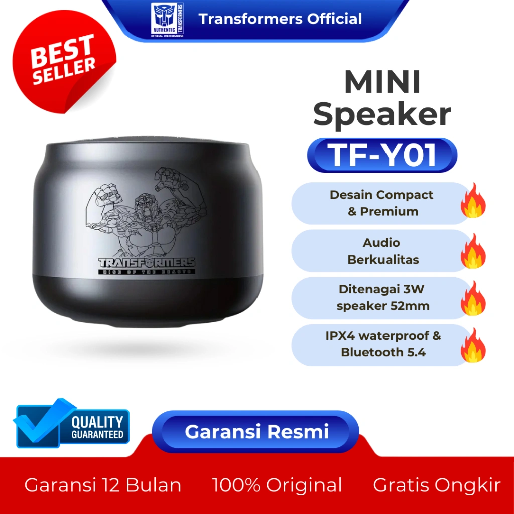 Transformers TF-Y01 Wireless Bluetooth Speaker V5.4 - Good Sound Quality Portable