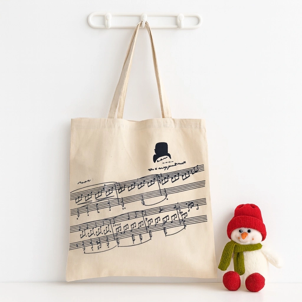 FDG_FLASH SALE - [RESLETING + MUAT LAPTOP] MUSIK NOT BALOK TOTEBAG SEMI KANVAS UKURAN 35X40 CM