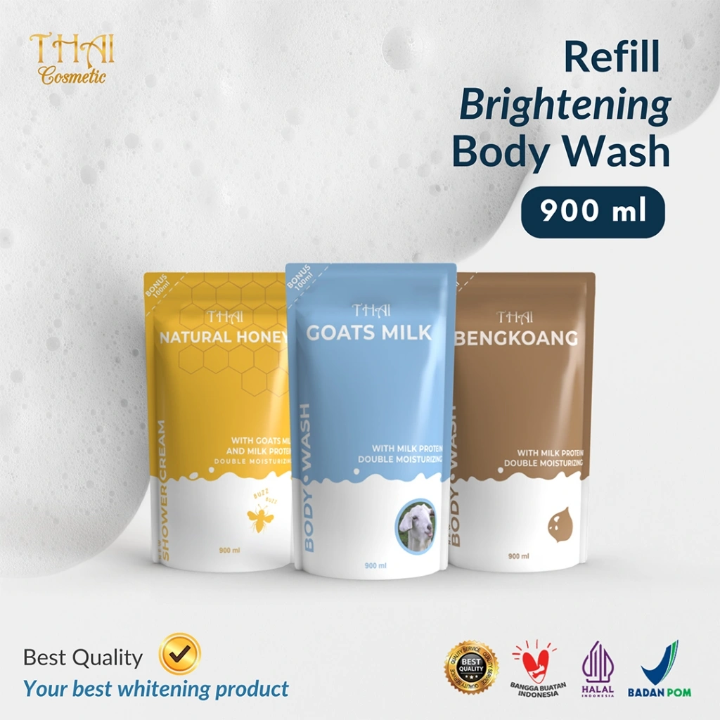 Thai Body Wash Refill Pouch 900ml - Sabun Cair Pemutih & Pelembab Kulit