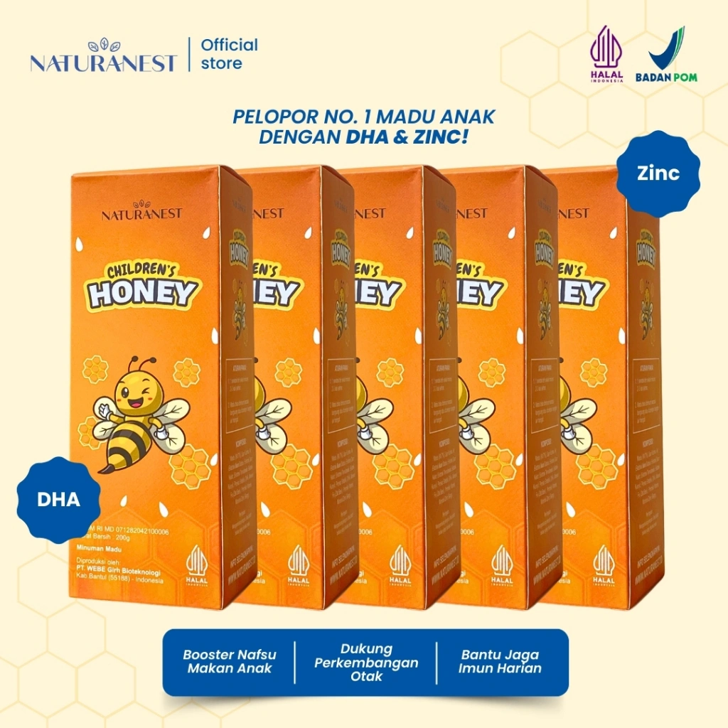 NATURANEST Childrens Honey - Madu Multivitamin Penambah Nafsu Makan Anak Paket 5 Botol