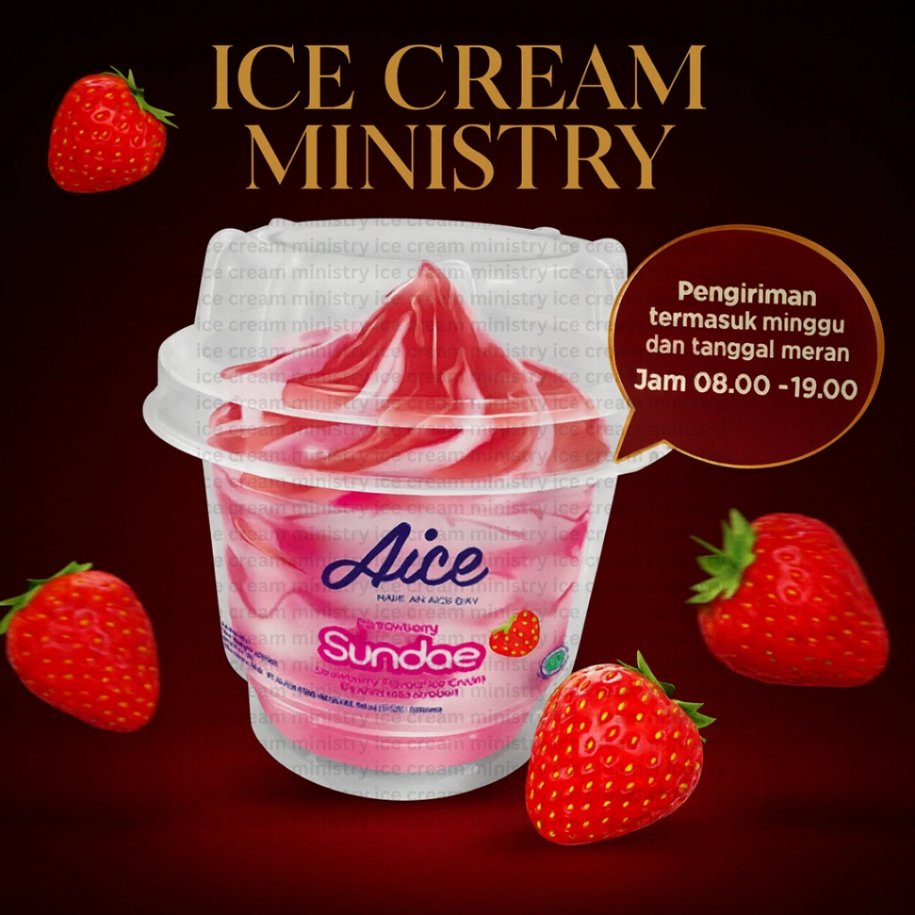 Aice Sundae Strawberry 1 dus isi 24
