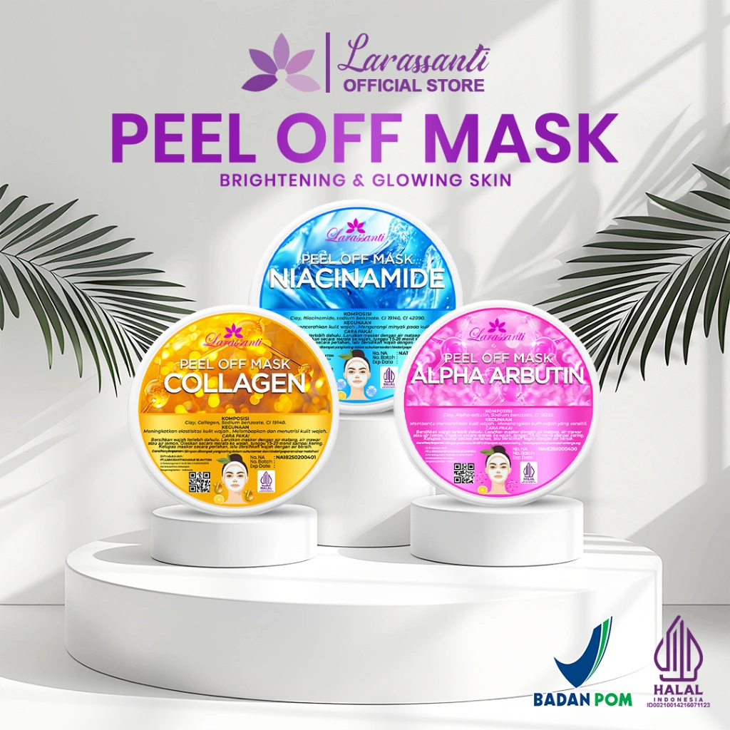 LARASSANTI MASKER PEEL OFF - NIACINAMIDE, COLLAGEN, ALPHA ARBUTIN (BPOM, HALAL)