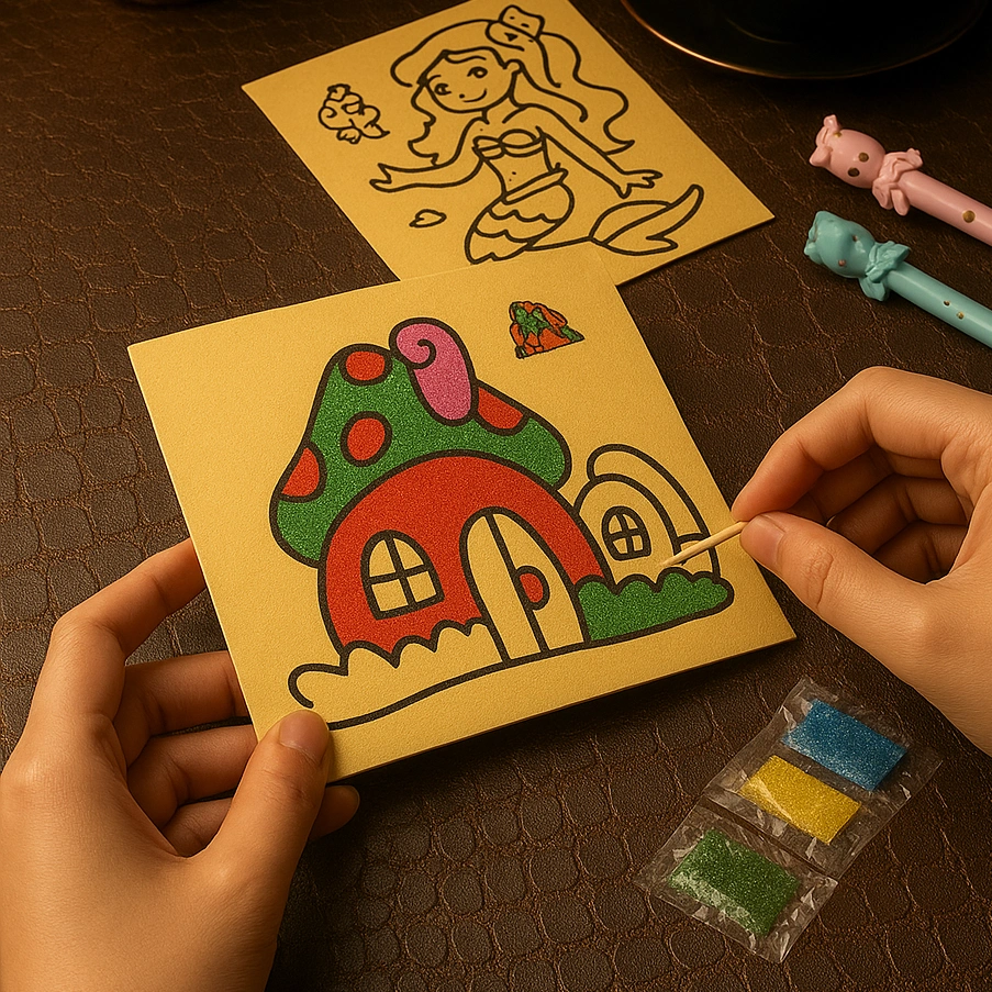 DIY Sand Art - Mewarnai Lukisan Pasir Warna - Mainan Edukasi Anak