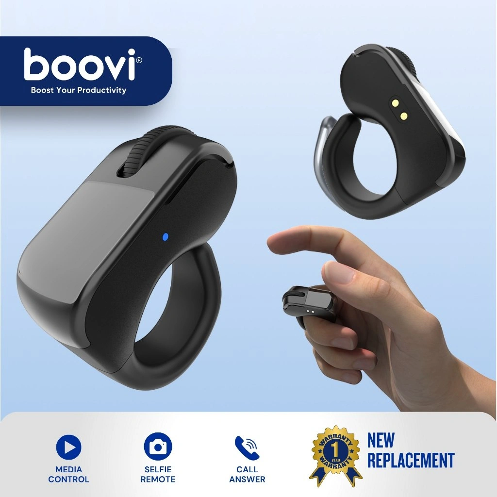 Boovi MR320 Smart Mouse Ring Wireless Bluetooth with Touchpad Android IOS Remote Tiktok Kamera