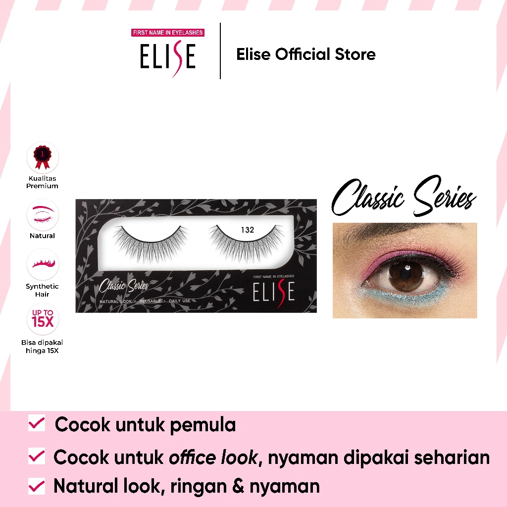 Bulu Mata Elise - Classic 132 - Bulu Mata Natural/Daily Look/Cocok untuk Pemula