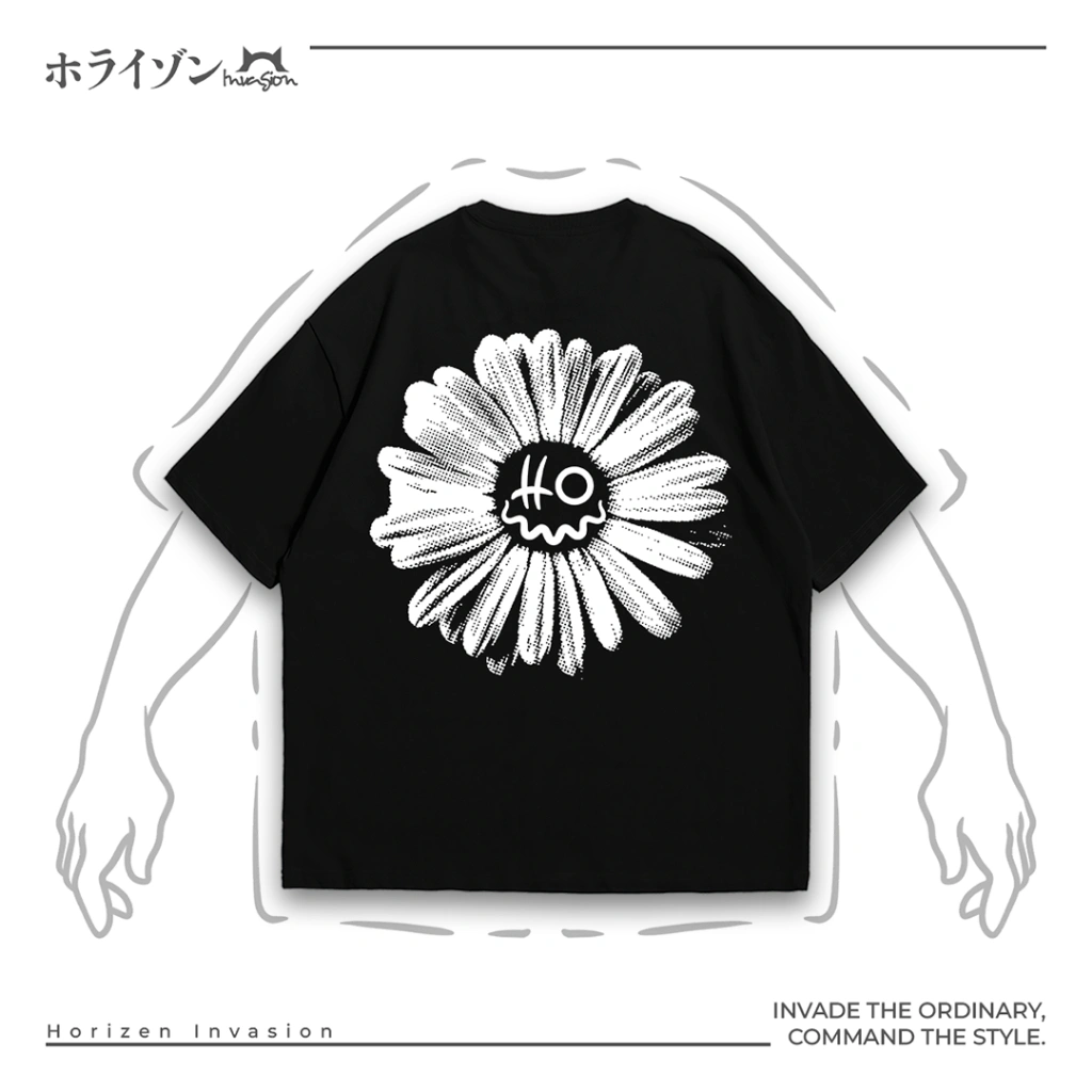 Horizen Invasion Kaos Supersoft Daisy Smile Pria Wanita Cotton Combed 24s