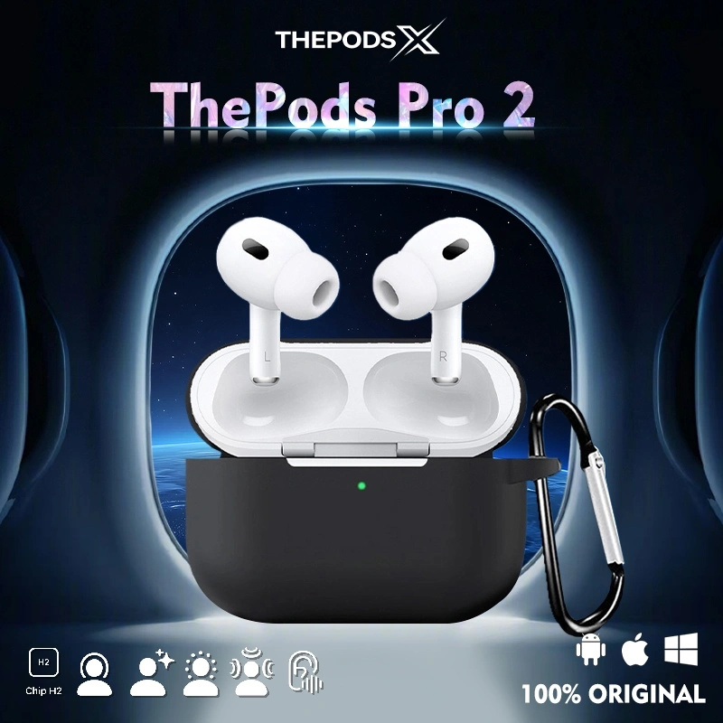 [ThePods X] ThePods Pro 2 Generation TWS Bluetooth IMEI & Serial Number Detectable (Active Noise Cancelling and Transparancy)– H2 Chip, Wireless Charging, 9D Hifi Stereo untuk iOS dan Android Garansi 1 Tahun