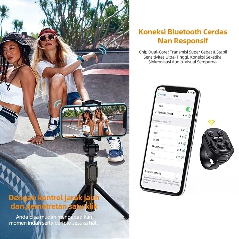 Remote Control Bluetooth Cincin Nirkabel - Isi Ulang, Untuk TIKTOK/Kamera/Ponsel, Pembalik Halaman & Selfie